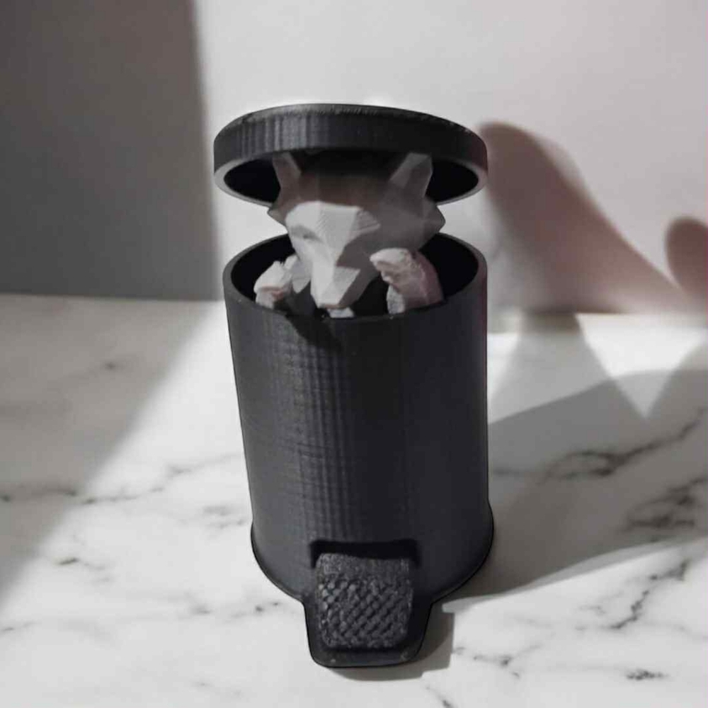 2 3D Printed Raccoon In Trash Can